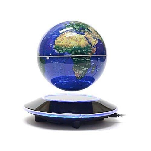 6" Magnetic Levitation Floating Globe World Map With LED Lights and Air Anion Generator(Blue). Globe Changes Colors Every 3 seconds