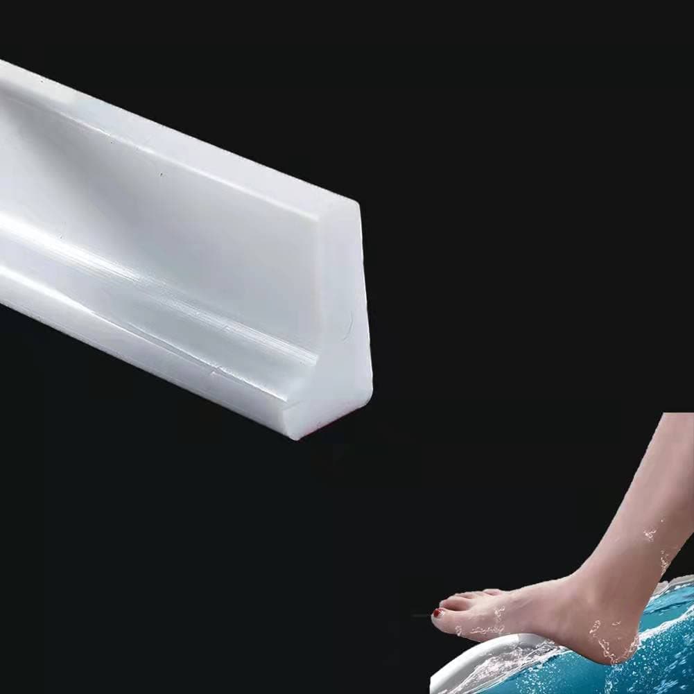 4M Shower Threshold Water Barrier,Wet Room Floor Barrier,Bathroom Dam,Shower Tray Sealing Strip,Kitchen Sink Bathtub Countertop Retaining Strip, Stopper Strip(L Shape,3Cm High)