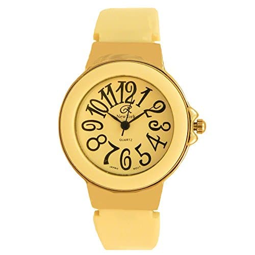 White Stainless Steel Large Legible Number Clasp Clamp Bangle No Buckle Women Watch