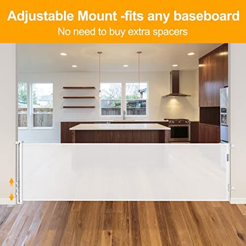 140 Inch Wide Retractable Baby Gate for Dogs Indoor Dog Gates for Doorways Easy Operation for Adults Extra Wide Pet Gate Indoor Anti-Climb Retractable Extra Long Baby Gates for Large Openings, White