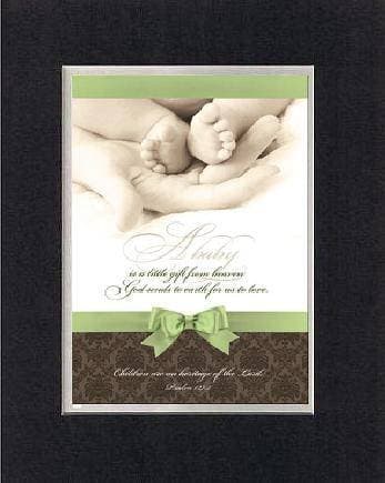 For Baby Dedication - A baby is a little gift from heaven 8 x 10 Inches Biblical/Religious Verses set in Double Beveled Matting (Black on White) - A Timeless and Priceless Poetry Keepsake Collection