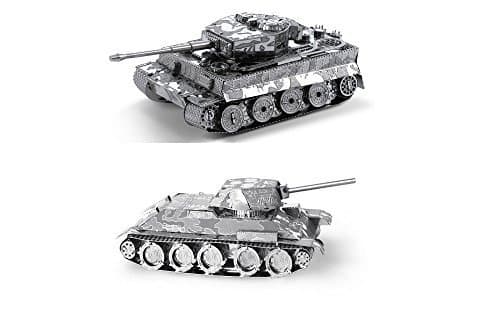 Metal Earth 3D Laser Cut Models - Tiger I Tank AND T-34 Military Tank WWII = SET OF 2