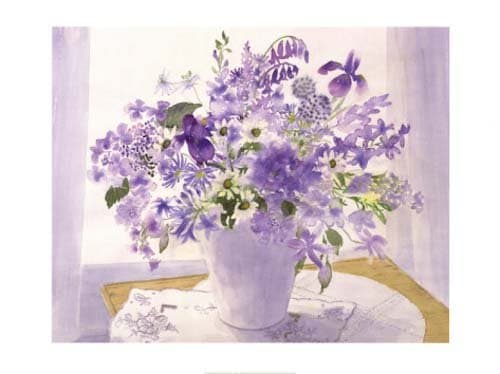 Celia Russell - Blue Floral Spray Art Print