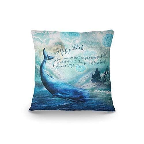 Moby Dick Pillow Cover, Herman Melville Throw Pillow, Bookworm Accent Pillow, Literary Gift