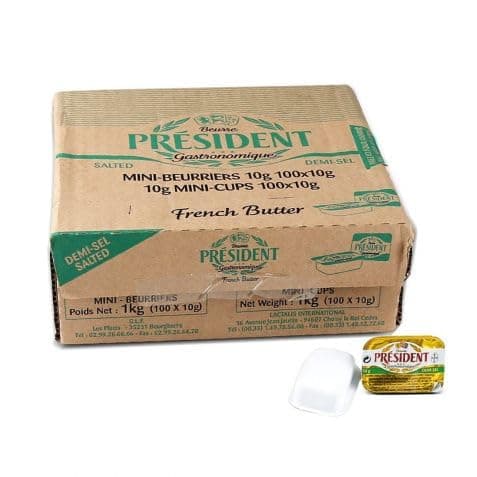 PRESIDENT BUTTER PORTION SALTED 100X10GM