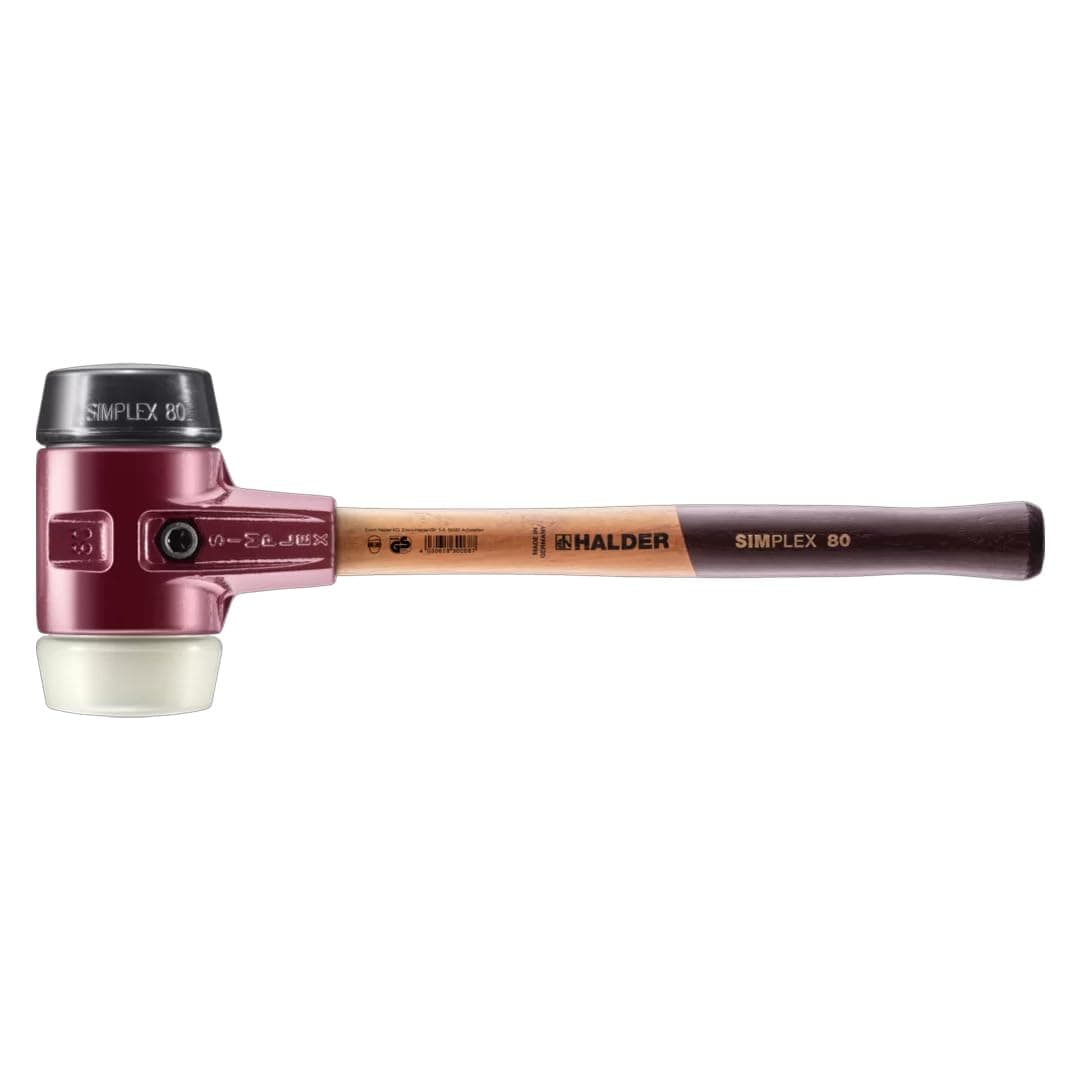 Halder 3028.080 Simplex 6.4 lb. Soft-Face Mallet with Black Rubber and Nylon Inserts, Cast Iron Housing, and Wood Handle