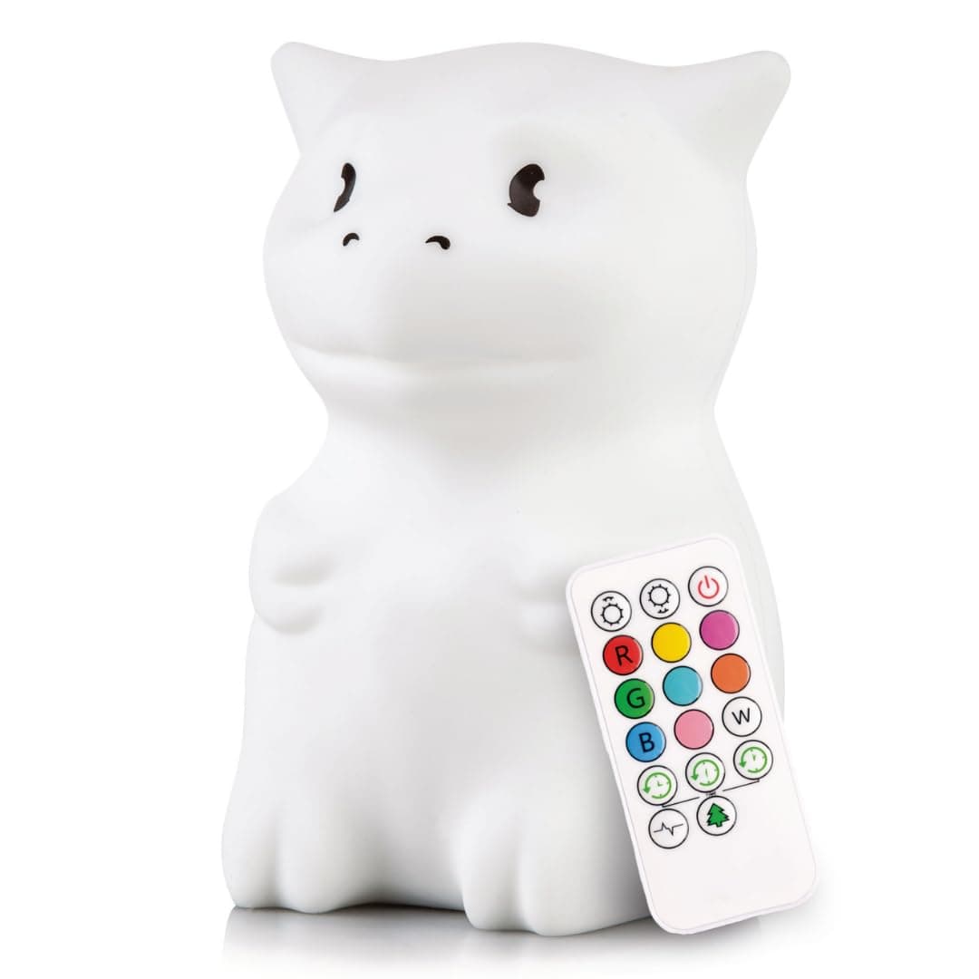 Lumipets Remote Control Silicone Night Light for Kids - Dragon Design with 9 Soft Colors & Sleep Timer - Rechargeable, Battery-Operated Lamp for Bedroom | Baby Nursery, Toddler, Girls, Boys