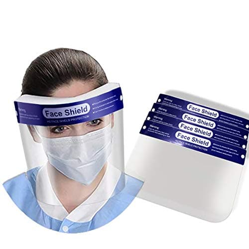5Pcs Safety Full Face Shield All-Round Protection Cap Clear Wide Visor Value Breathable Hat Mask Eyes And Facial Protect With Clear Film Comfort Sponge Dental for Adult