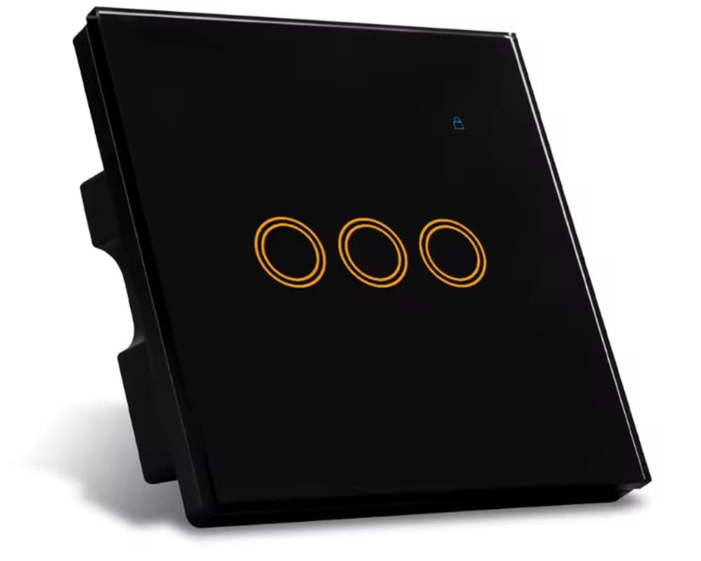 UK Standard Crystal Glass Panel Wireless 3 Gang 1 Way Touch Switch Wall Switches With RGB LED Indicator