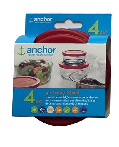 Replacement Lid 1 Cup / 236 ml, set of 4 lids, red round