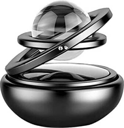 WENER Car Emporium Metal Body Solar Powered Rotating Silver Solar Crystal Assorted Car Air Freshener Bar for Car Interior Decoration for All Cars (Black)