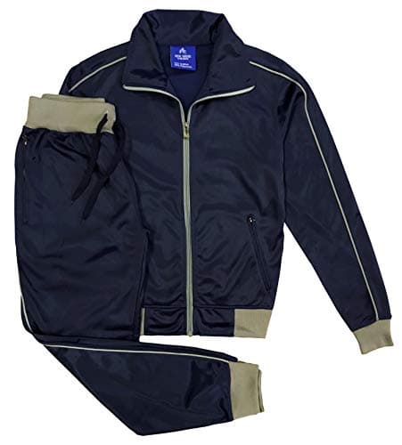 Women's Athletic Sports Exertion Tracksuit Outfit Trackpant and Track Jacket Jogger Gym Casual Wear Set (Deep Blue, XL)