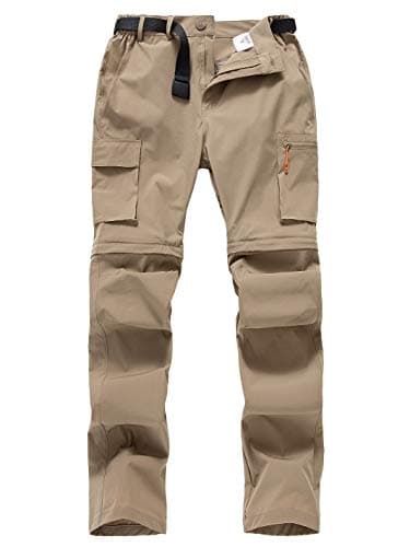 Gash Hao Outdoor Hiking Convertible Pants Mens Quick Dry Zip Off Lightweight Fishing Pants (Khaki 32x30)