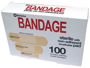 BioSwiss Novelty Bandages Self-Adhesive Funny First Aid, Novelty Gag Gift 100pcs (3 Sizes Skin Tone 100 Pack)