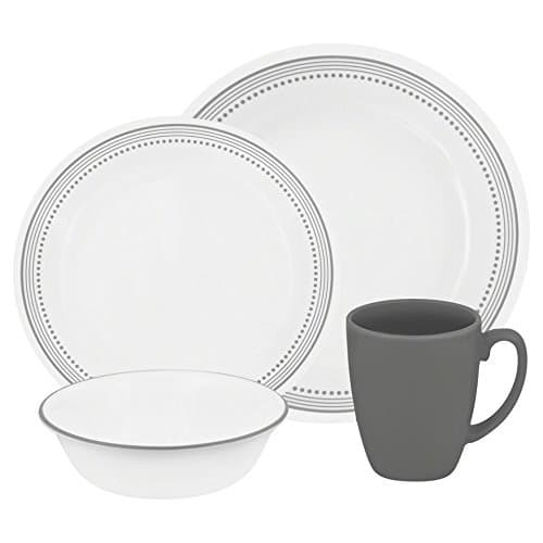 Corelle Livingware 32-Piece Dinnerware Set, Mystic Gray, Service for 8 (Two 16-Piece Sets)