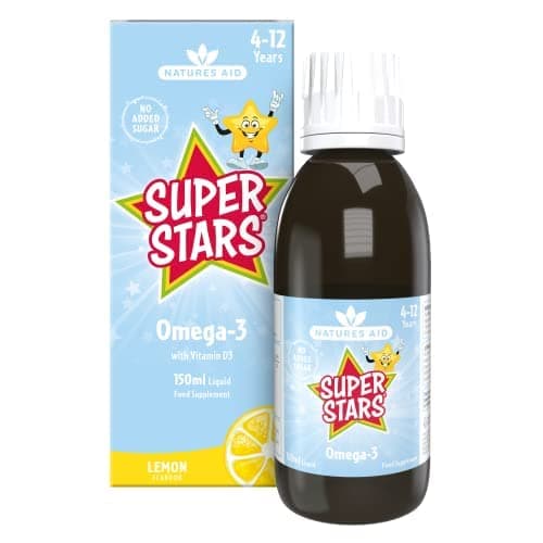 Natures Aid Kids Omega-3 Fish Oil For Children, 150 Ml, Natural Lemon Flavour | High In EPA & DHA, Sugar Free | 6 Years Plus