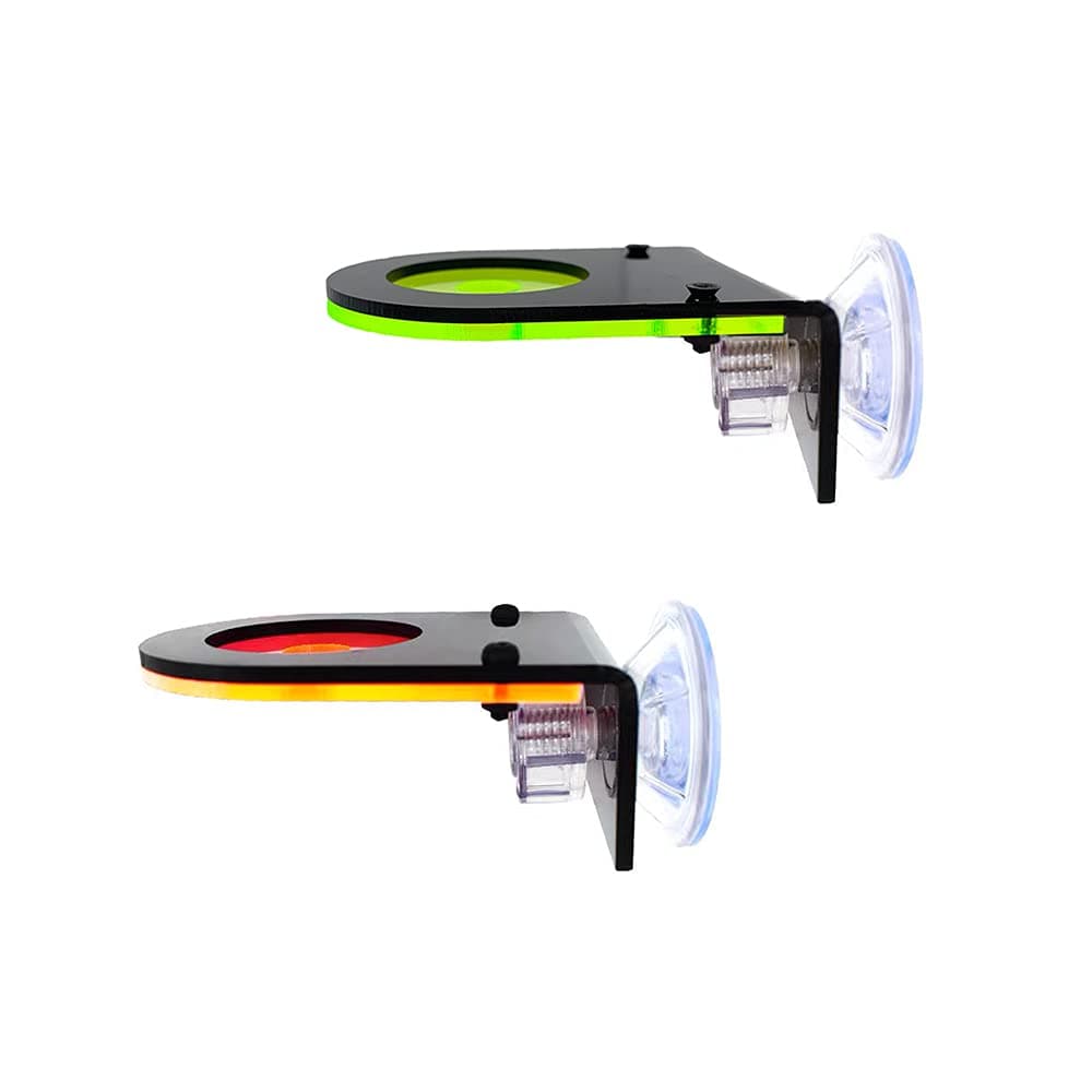 Fluorescent Green Coral Frag Holder Acrylic Coral Rack with Powerful Suction Cup and Placstic Screws Suitable for Household Fish Tanks (2pcs 1 Plug Hole Green+Orange)
