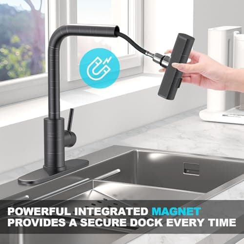 AVSIILE Single Hole Kitchen Faucets with Pull Down Sprayer, Single Handle, Oil Rubbed Bronze, Pull Out Tap, Stainless Steel Waterfall Sink Faucet, Suitable for Farmhouse Camper Laundry Rv Bar