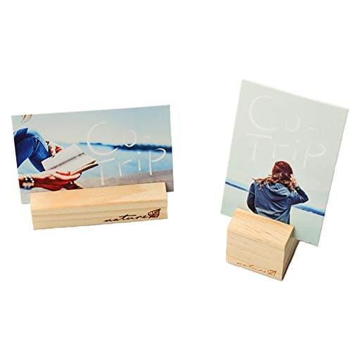 KAIGOTOQIGO 10 Pcs Wood Base Clip Holder DIY Table Name Number Card Holder Picture Memo Note Photo Message Clip for Christmas Party Wedding Table Name (Small)