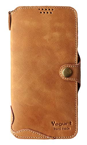 Yogurt for Huawei Nova 3E / P20 Lite (5.84") Genuine Leather Wallet Case Cover Handmade Brown