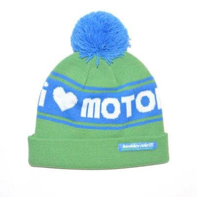 Boobies Rule I Love Motor Boating Green and Blue Beanie