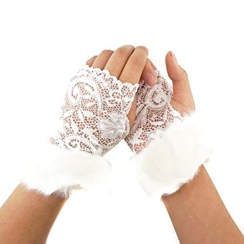 Lace Fur Fingerless Wrist Gloves