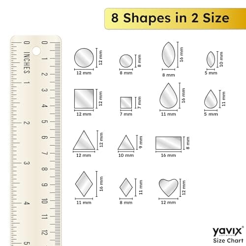 Brinda ventures YAVIX 14 Variety Mirrors Shapes for Crafts | Perfect for Lippan, Fabric, Mandala Art, Jewelry Making | 880 Medium and 1260 Small Shapes Mirrors, Total 2140 Pieces (Combo of 14)