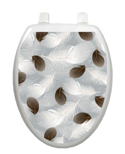 Feathers Adrift Toilet Tattoo TT-1081-O Elongated Outdoors Theme Cover Bathroom