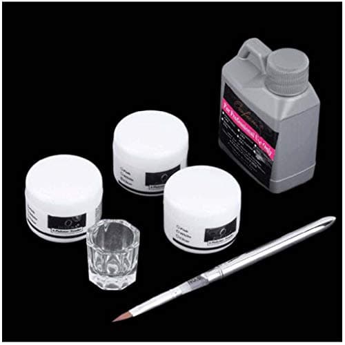 Nail Art Kit White Pink Clear Acrylic Powder Acrylic Liquid Nail Art Pen Dappen Dish Kit (120ml)