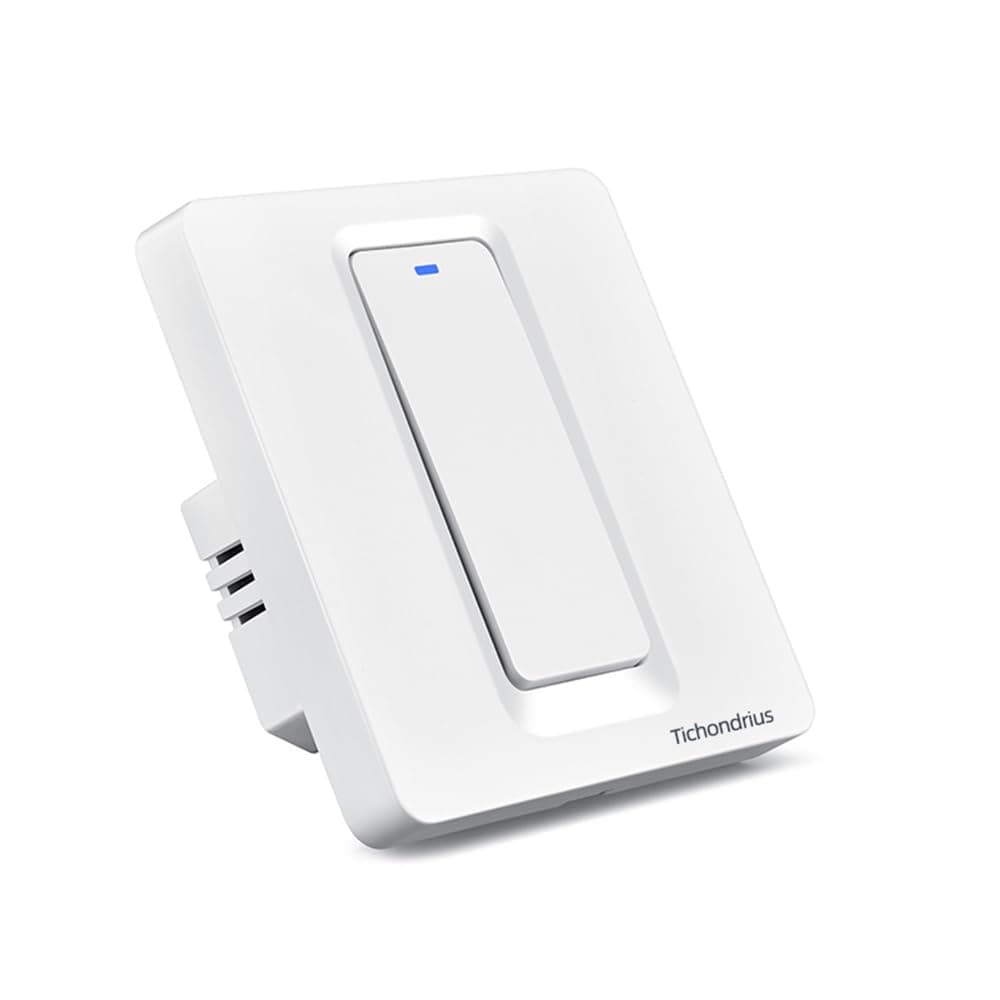 WiFi Smart Light Switch, Wireless Smart Wall Switch with Remote Control and Timer, Compatible with Alexa, Easy Installation, Neutral Wire Required (1 Gang Switch)