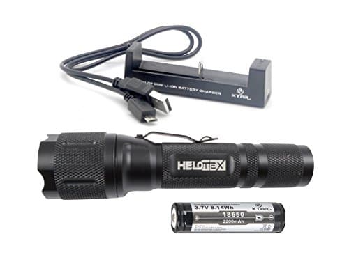 Helotex Bundle - 3 Items: 1000 Lumen G4 Tactical Flashlight, Xtar MC1 Charger, Xtar 2200mAh 18650 Battery