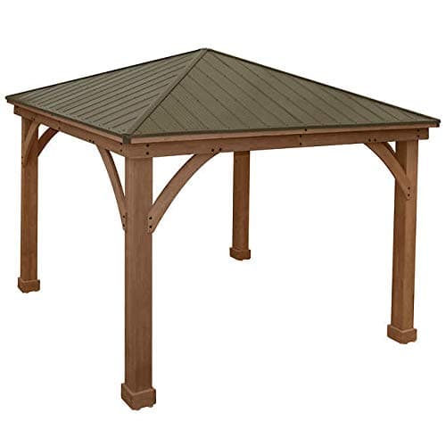 Gazebo with Aluminum Roof by Yardistry Cedar Wood 12' x 12', Perfect Addition for Patio or Garden