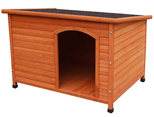 HiCaptain Waterproof Solid Cedar Pet House Deluxe Dog Kennel Universal Fits for Small Medium Large Animals (L:45 x 30.5 x 31.5 Inch, Brown)