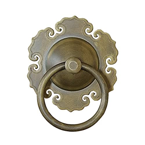 Classic Round Door Knocker, Solid Brass Knockers Outdoor Fence Handle Pull Ring, for Factory Farm Farmhouse Courtyard, 6cm 21cm Optional Decor (Brown S 6CM 2.36INCH)