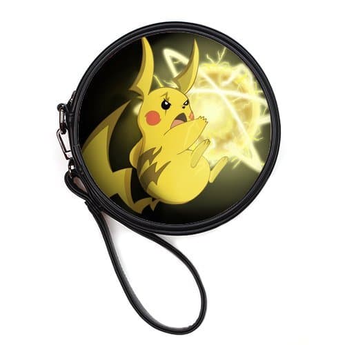 LaHuo Japan Anime Pokemon Pikachu Custom Design Women Makeup Bag Personality Round Makeup Bag Coin Purse