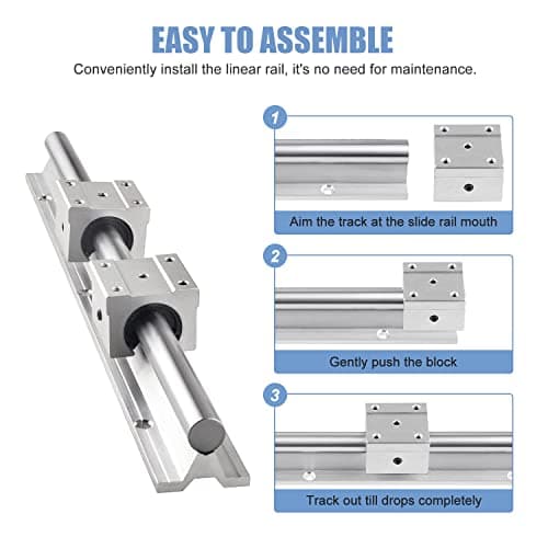 SBR20-500mm Linear Rail Linear Rails and Bearings Kit 2Pcs SBR20 500mm Long Fully Supported Shaft Guide with 4Pcs SBR20UU Linear Bearing Slide Block Linear Guide for CNC Equipments