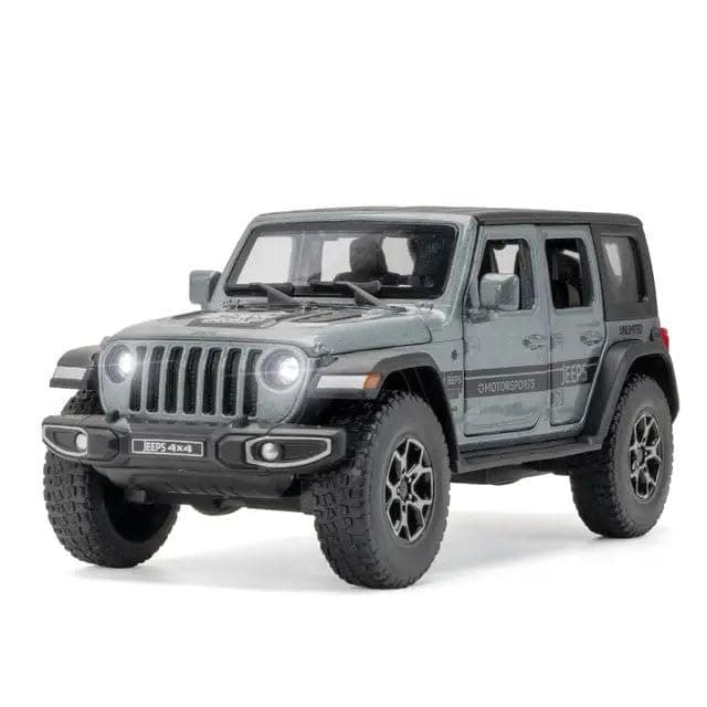 1:32 Scale Wrangler Rubicon Jeep Exclusive Alloy Metal Pull Back Die-cast Car Model with Sound Light Mini Auto Toy for Kids Metal Model Toy Car with Sound and Light (Multicolor)