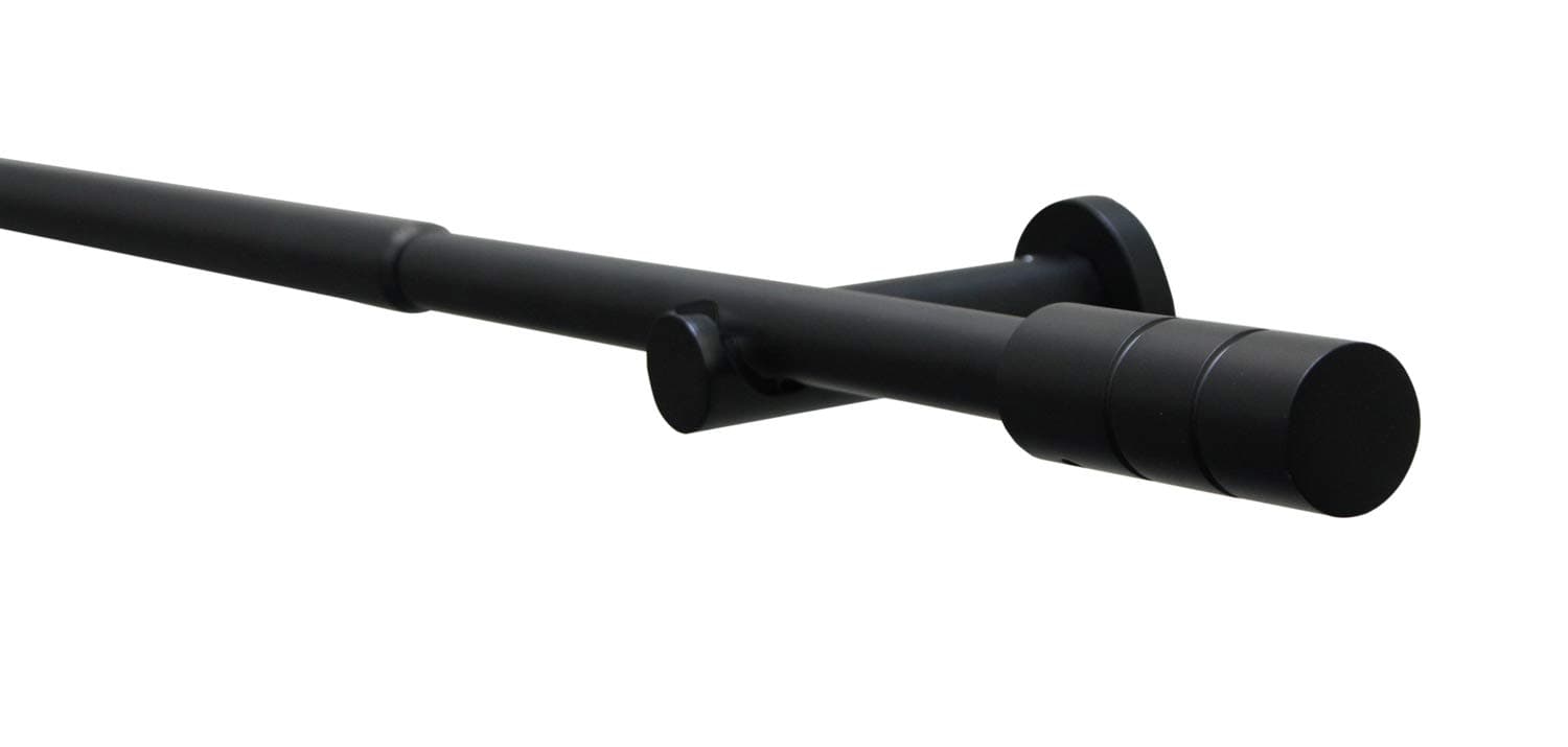 Crete Cylinder Curtain Rail Set, Complete Set Including Mounting Material, Length 120-210 Cm, Metal, Matt Black