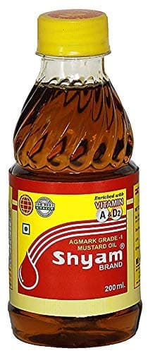 Shyam Pure Grade 1 Kachi Ghani Mustard Oil 200 Ml (Home Pantry Groceries Items Kitchen and Home Healthy Cooking Oil Edible Oil Natural Extracts)