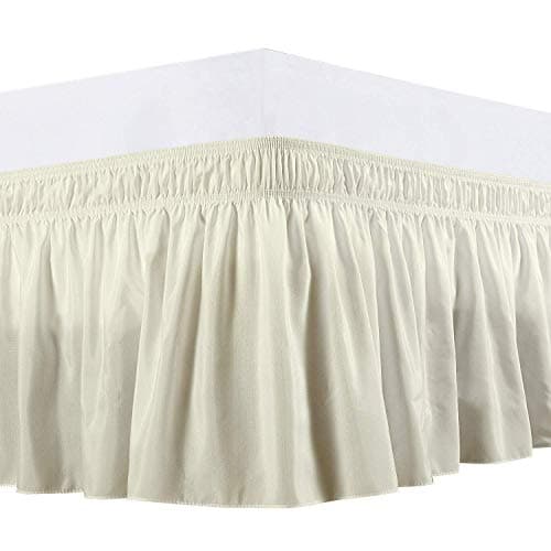 Angel Bedding 650 TC 100% Cotton Olympic Queen Size Easy Fit Bed Ruffle Wrap Around Elastic Bed Skirt 16 Inch Tailored Drop Dust Ruffle Solid Ivory - Soft to Touch, Fade Resitant Dust Ruffles