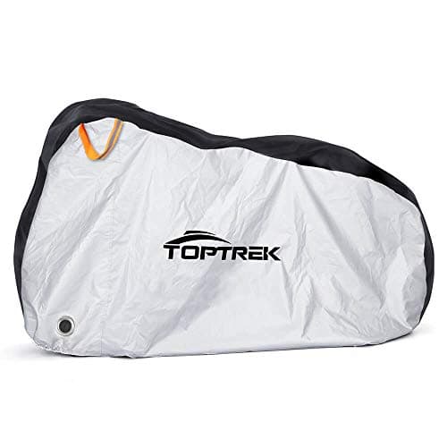 TOPTREK Bike Cover Waterproof Outdoor Storage Bicycle Cover for Mountain Bike Road Bike Dirt Rain Snow Bike Protection Large XL Size Heavy Duty 210T Oxford Fabric - Black&Silver