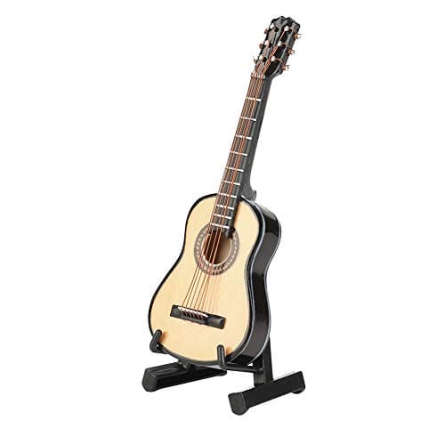 Spanish Guitar Miniature, Mini Wooden Guitar Compact Handcrafted Music Display Decoration - Handicraft Folk Instrument for Home Office Gift with Watch Case