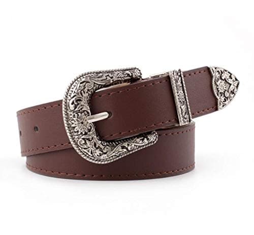 Adjustable-Vintage-Western-Cowboy-Belt Women Men - Cowboy-Style Engraved-Buckle Belt for Jeans Pants Dresses