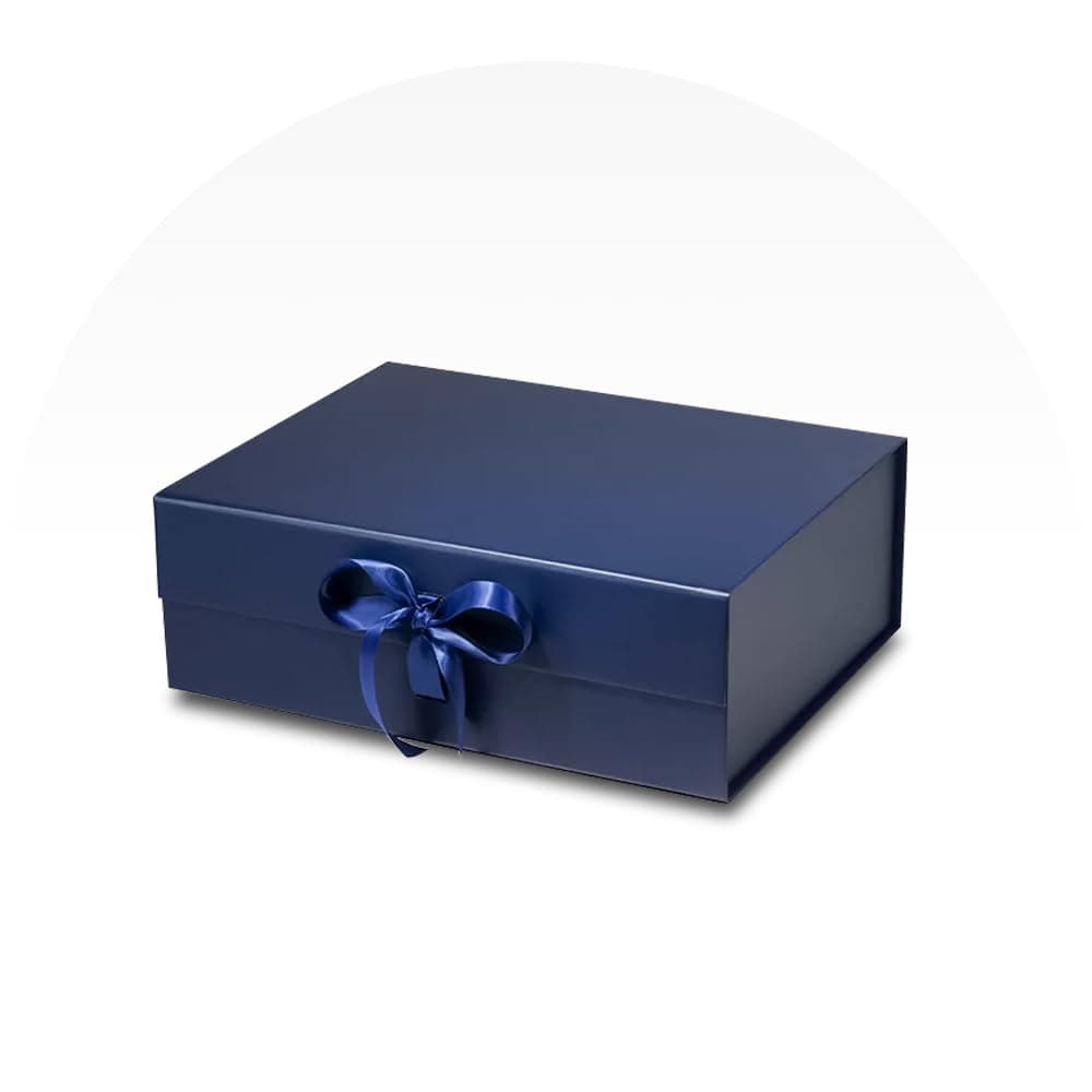Kob's Large Gift Box, Elegant Matte Navy Blue Box, Gift Box with Ribbon and Magnetic Closure Lid, Gift Box 13x11x4.2 inches, Ideal for Special Occasions such as Christmas, Birthdays, Weddings, Baptism