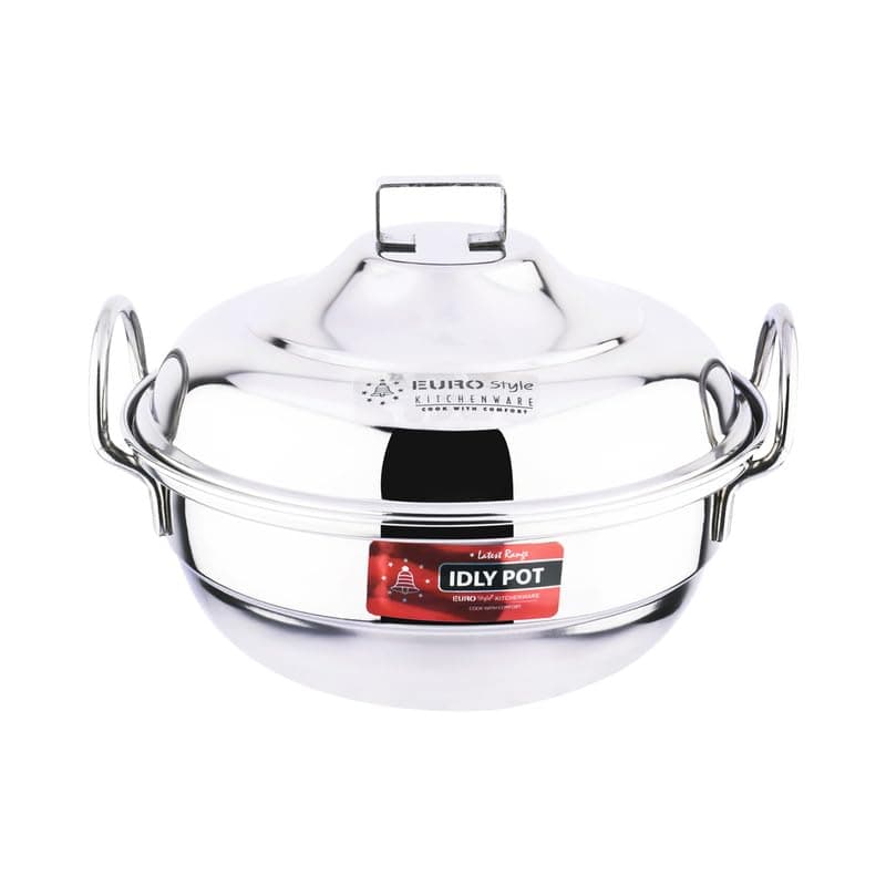 Eurostyle Stainless Steel Idli Steamer with Lid, Steamer Section & Bottom – Available in Economy, Premium & Big Batch Multi-Tier Cookware for Idli, Dhokla, Modak & More (Economy, 8 Idlis)