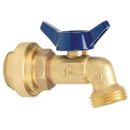GripWerks P182-8-34 Compact Push-Fit Hose Bibb Valve with 1/4-Turn, Brass, 3/4-Inch