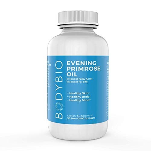 BodyBio Evening Primrose Oil - Natural Gamma Linolenic Acid for Healthy Skin & Hormone Balance - Non-GMO, Cold Pressed, 90 softgels