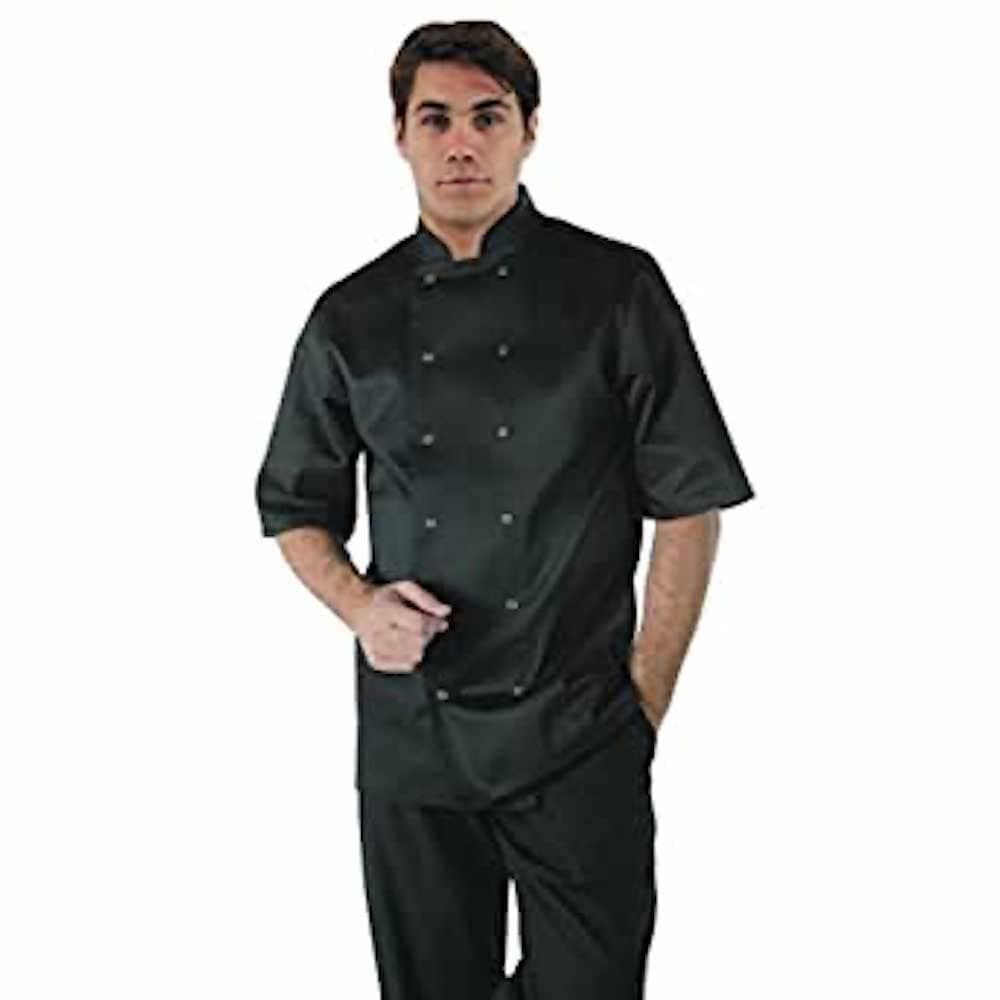 Whites Chefs Apparel A439-XS Vegas Chef Jacket, Short Sleeve, Black