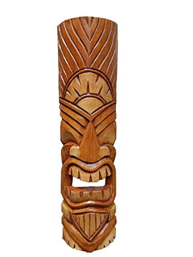 20" Handcarved Wood Natural Style Tiki MaskTropical Hawaiian Design!