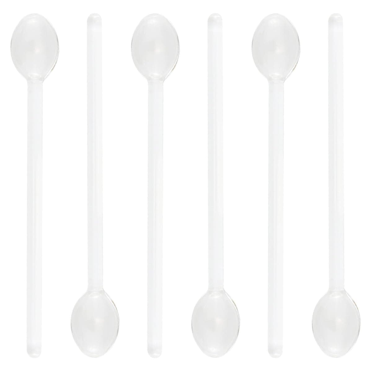 DOERDO 6Pcs Clear Glass Coffee Spoon Stirring Spoon, Long Handle Mixing Spoons Coffee Tea Stirrers for Home Bar Party, 5.7x0.8 Inch